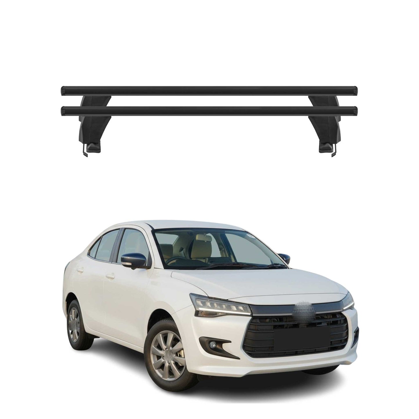 Menabo Dachträger Grundtäger für Suzuki Dzire 2017-2025 50kg Alu Schwarz 2 tlg