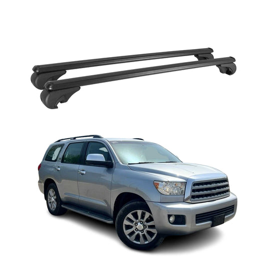 Portbagaj de plafon pentru Toyota Sequoia 2007-2018, portbagaj de bază din aluminiu, negru, 2x