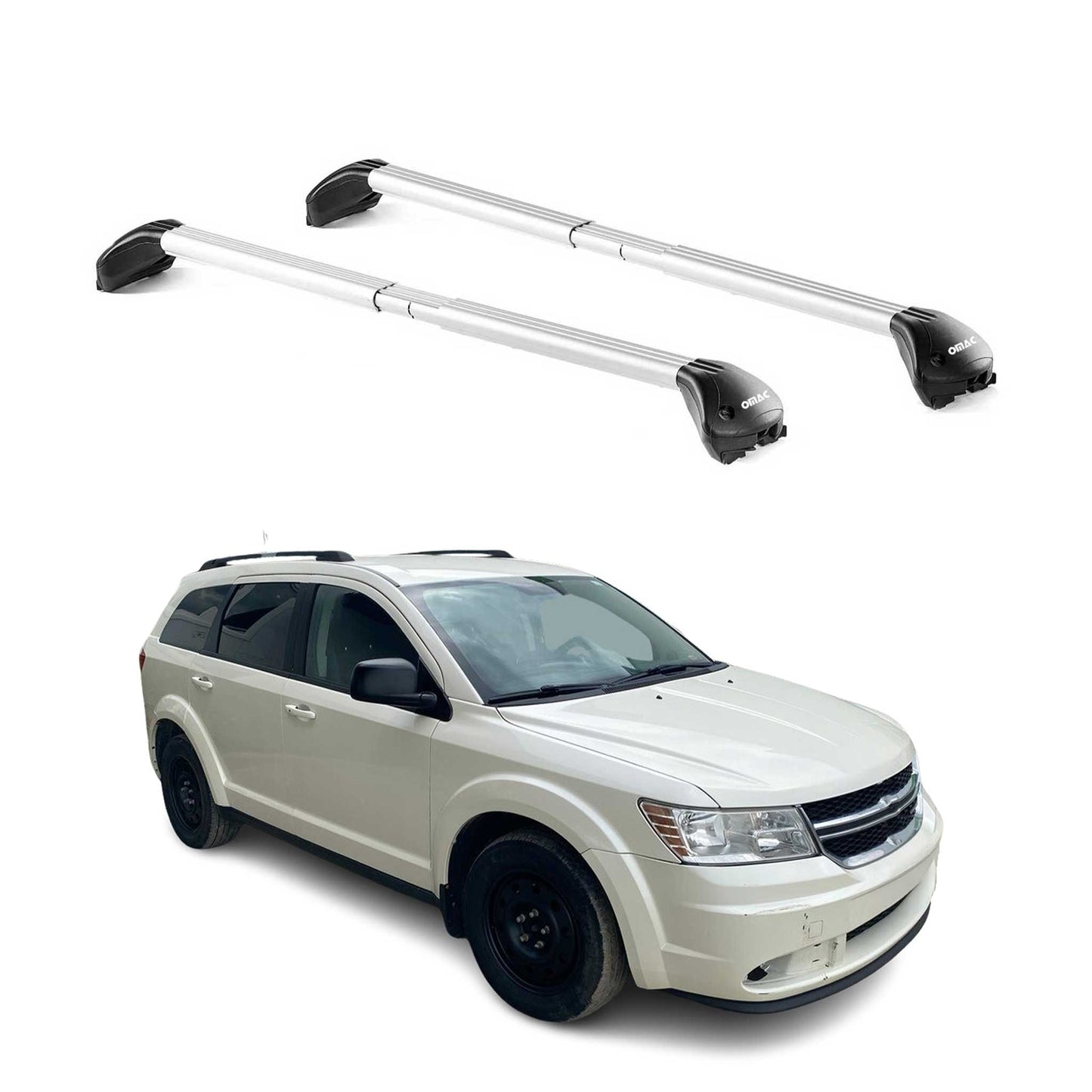 Portbagaj de plafon pentru Dodge Journey 2008-2011, 5 uși, 100 kg, aluminiu, argintiu, 2x ABE