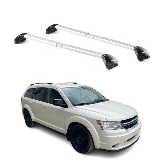 Portbagaj de plafon pentru Dodge Journey 2008-2011, 5 uși, 100 kg, aluminiu, argintiu, 2x ABE