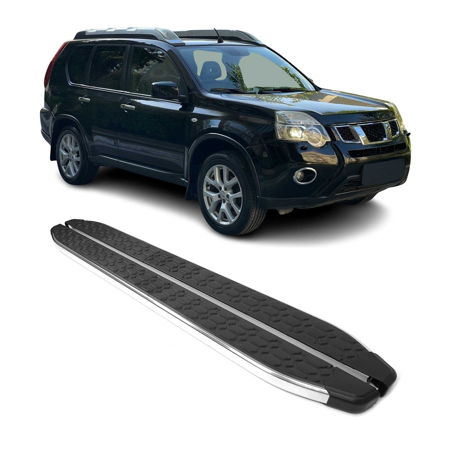Trittbretter Seitenschweller für Nissan X-Trail 2007-2014 Edelstahl Schwarz Grau