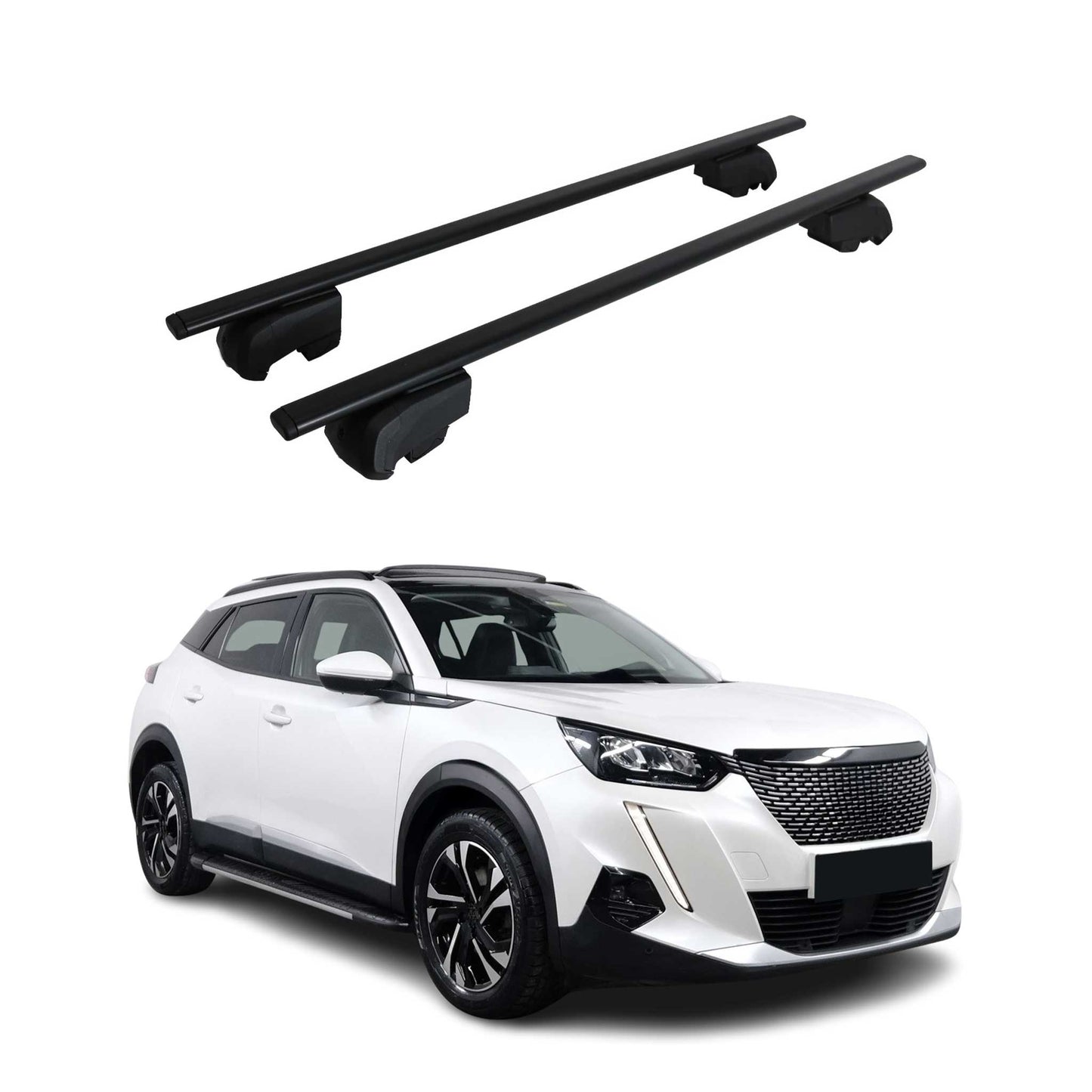 Dachträger Gepäckträger für Peugeot 2008 II 2019-2023 ABE Metall Schwarz 2x