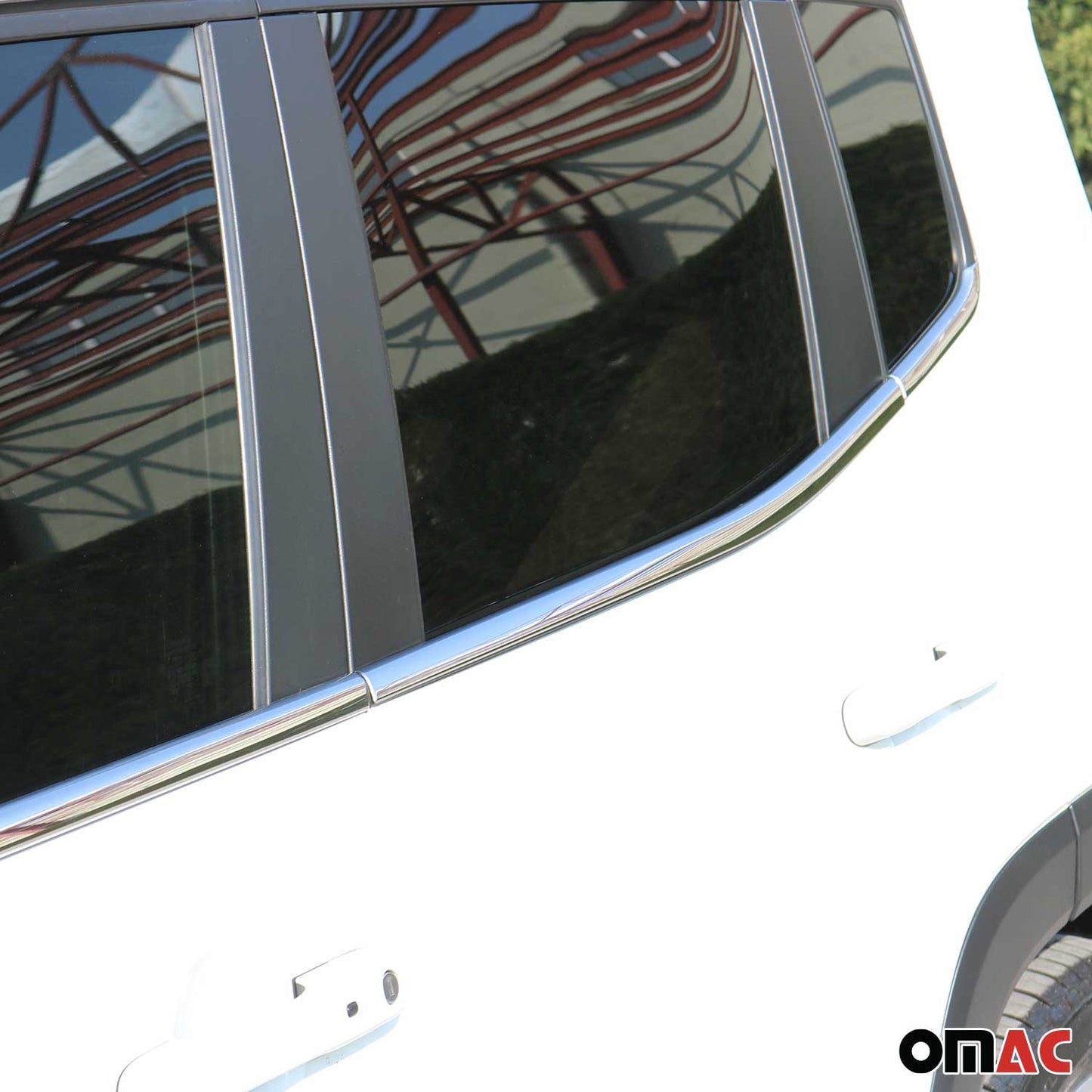 Benzi decorative pentru geamuri Jeep Renegade 2014-2024, oțel inoxidabil cromat, 6 bucăți