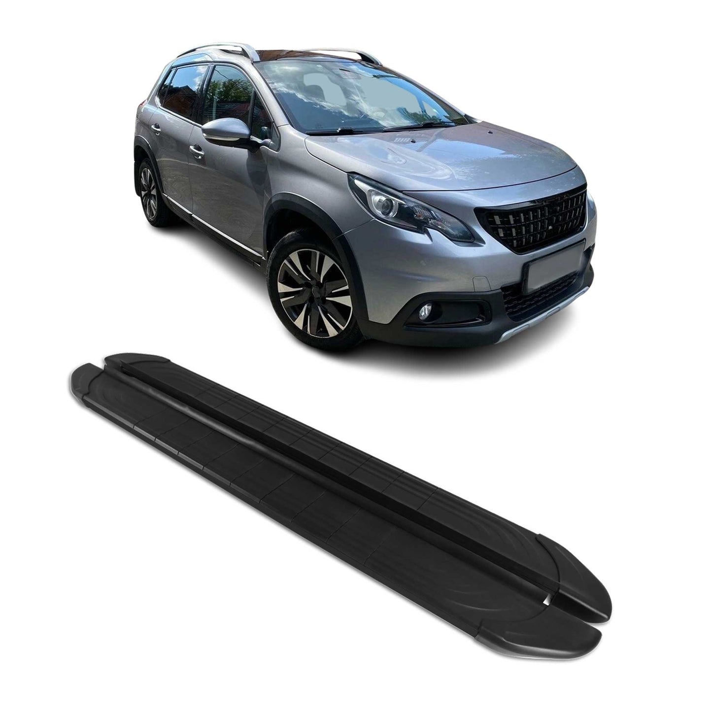 Trittbretter Seitenschweller für Peugeot 2008 2013-2019 Aluminium Schwarz 2tlg