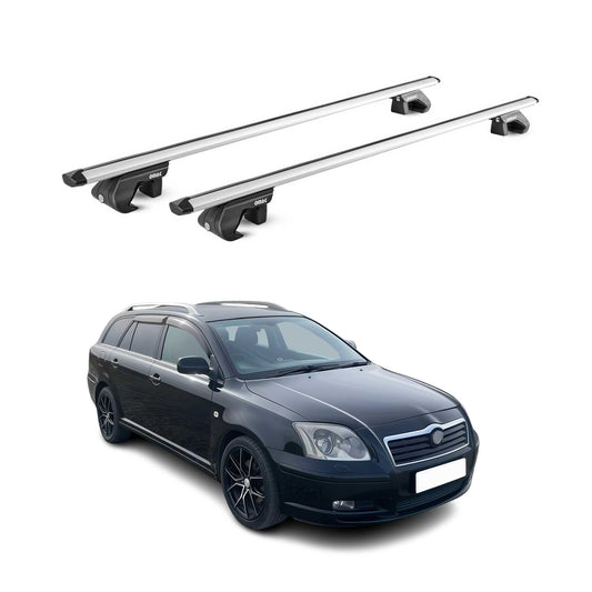 Bară portbagaj plafon pentru Toyota Avensis mk1 Verso 2001-2003 FL 90kg Alu Silver 2x ABE