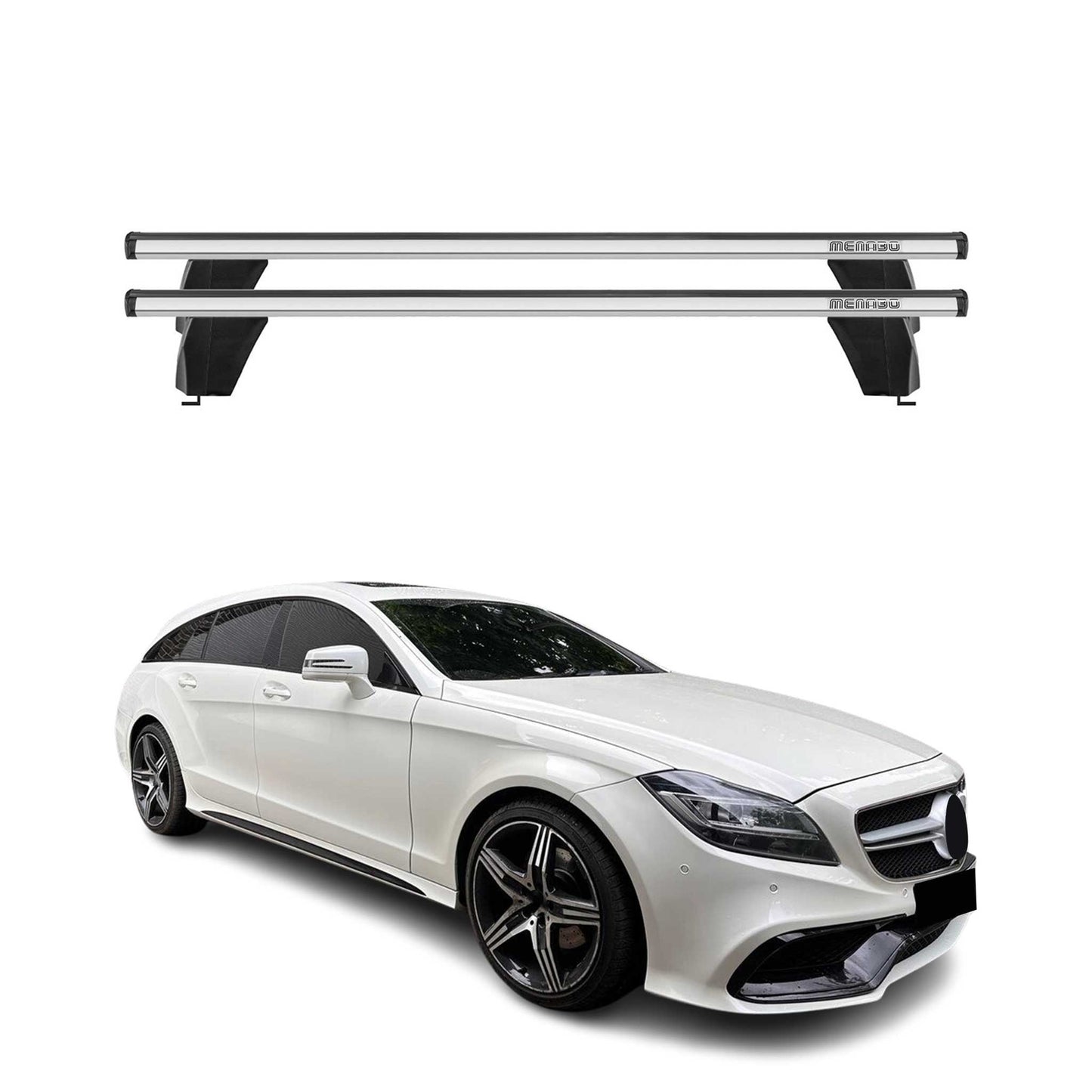 Menabo Dachträger Grundtäger für Mercedes CLS X218 2012-2017 75kg Alu Silber 2x