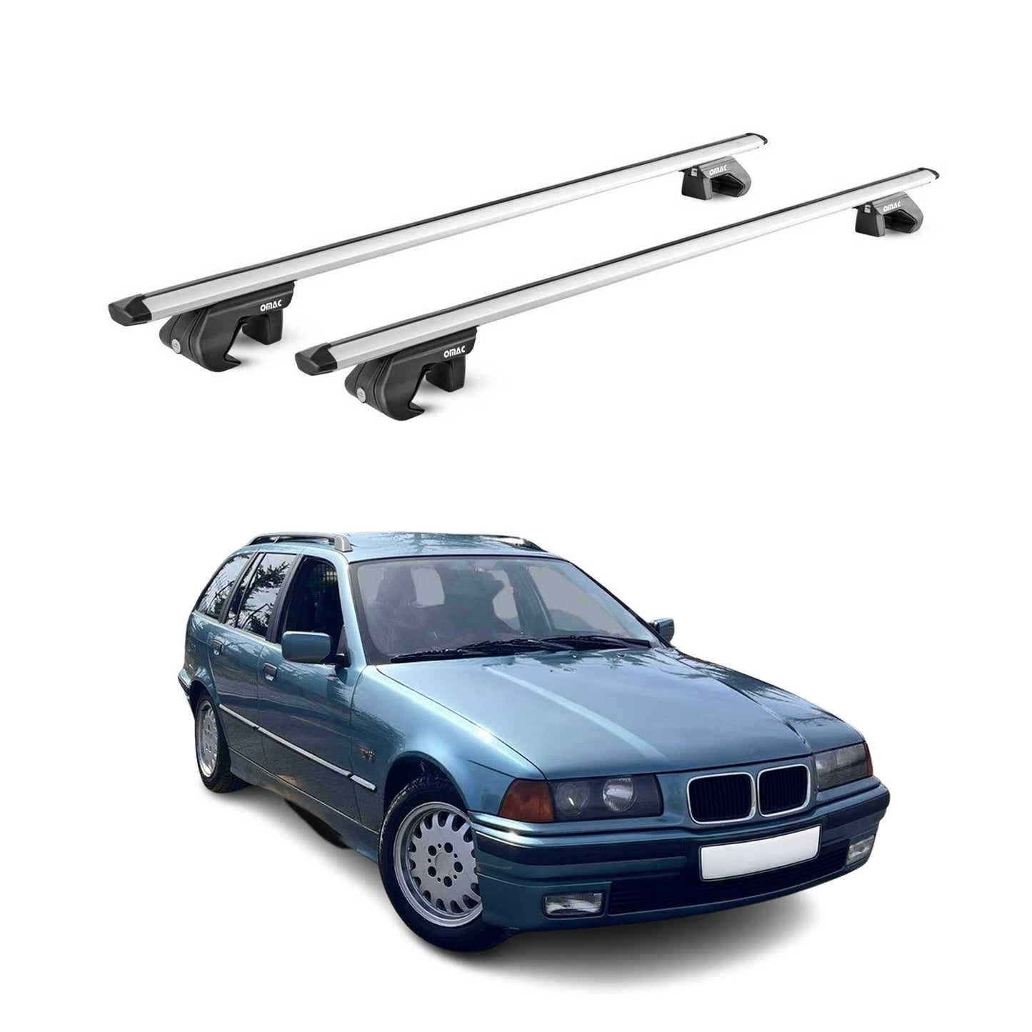 Bagażnik dachowy bazowy do BMW serii 3 Touring E36 E91 1994-2012 90 kg Aluminium Szary 2x ABE