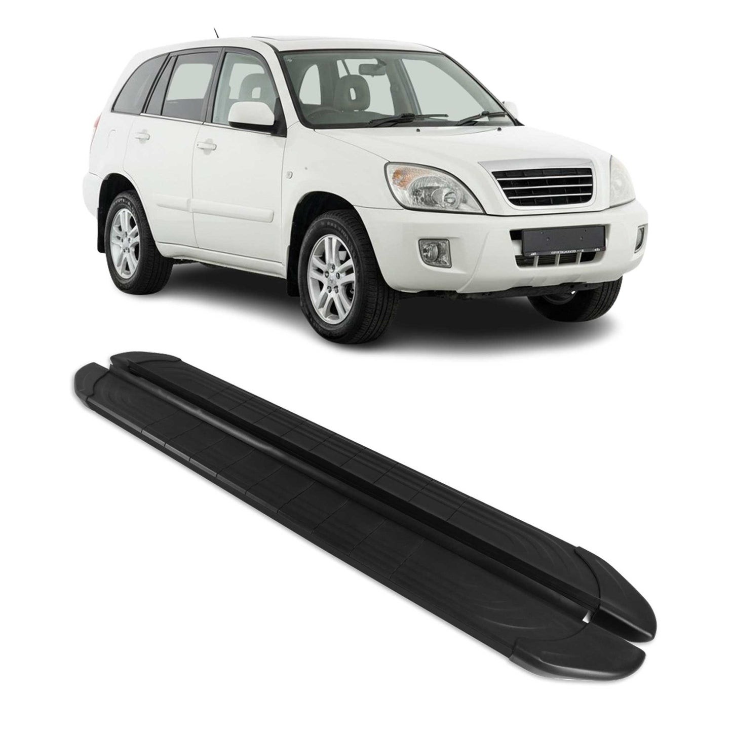 Trittbretter Seitenschweller für Chery Tiggo 2006-2013 Aluminium Schwarz 2tlg