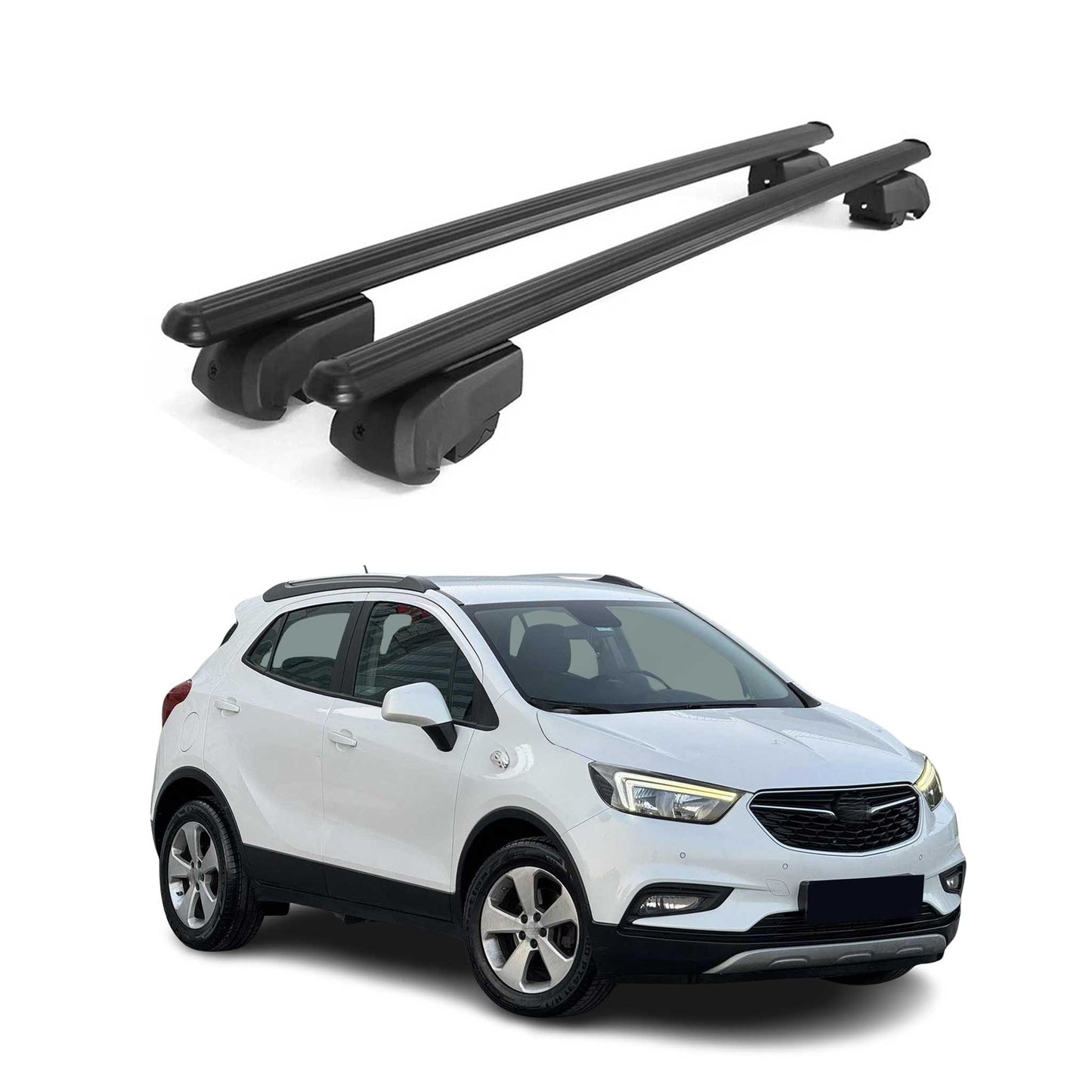 Portbagaj de plafon pentru Opel Mokka X 2016-2025 75kg aluminiu negru 2 buc
