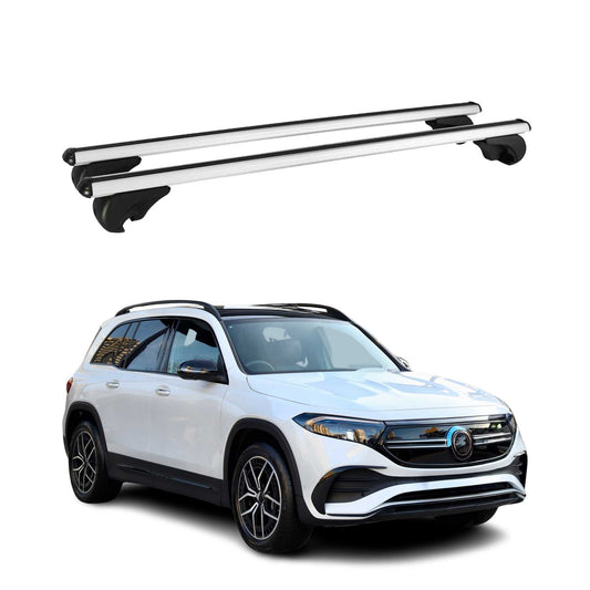 Portbagaj de plafon pentru Mercedes EQB X243 2021-2025 75kg aluminiu argintiu 2 piese