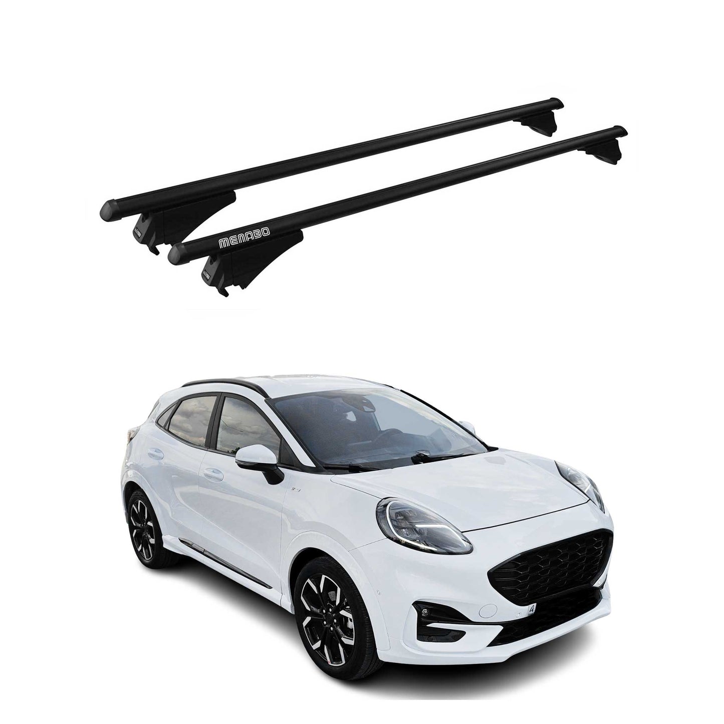 Menabo Portbagaj de plafon pentru Ford Puma 2019-2025 75kg Aluminiu Negru 2 piese