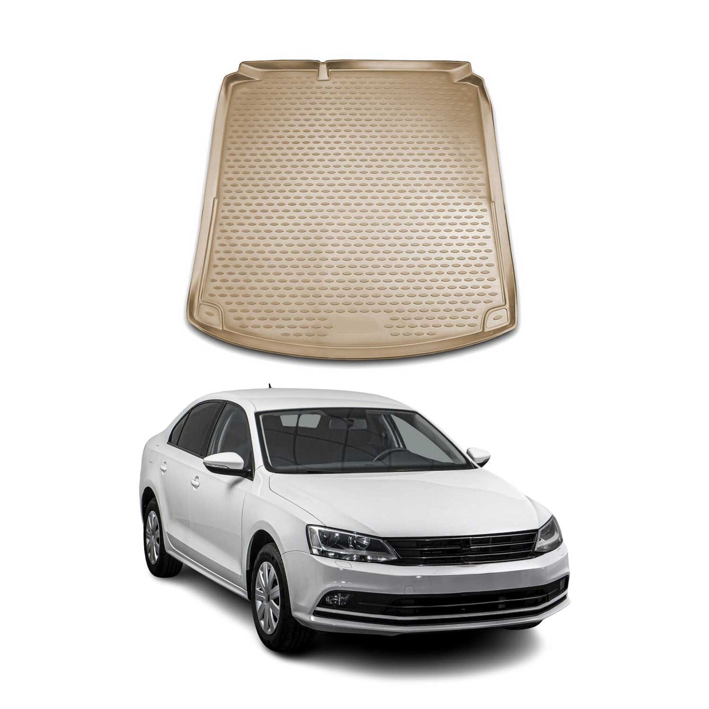 Kofferraummatte Kofferraumwanne für VW Jetta 2010-2018 Gummi TPE Beige