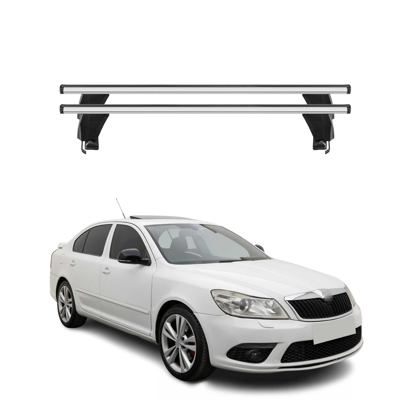 Menabo Dachträger für Skoda Octavia mk2 2008-2013 FL 5tür 50kg Alu Silber 2x