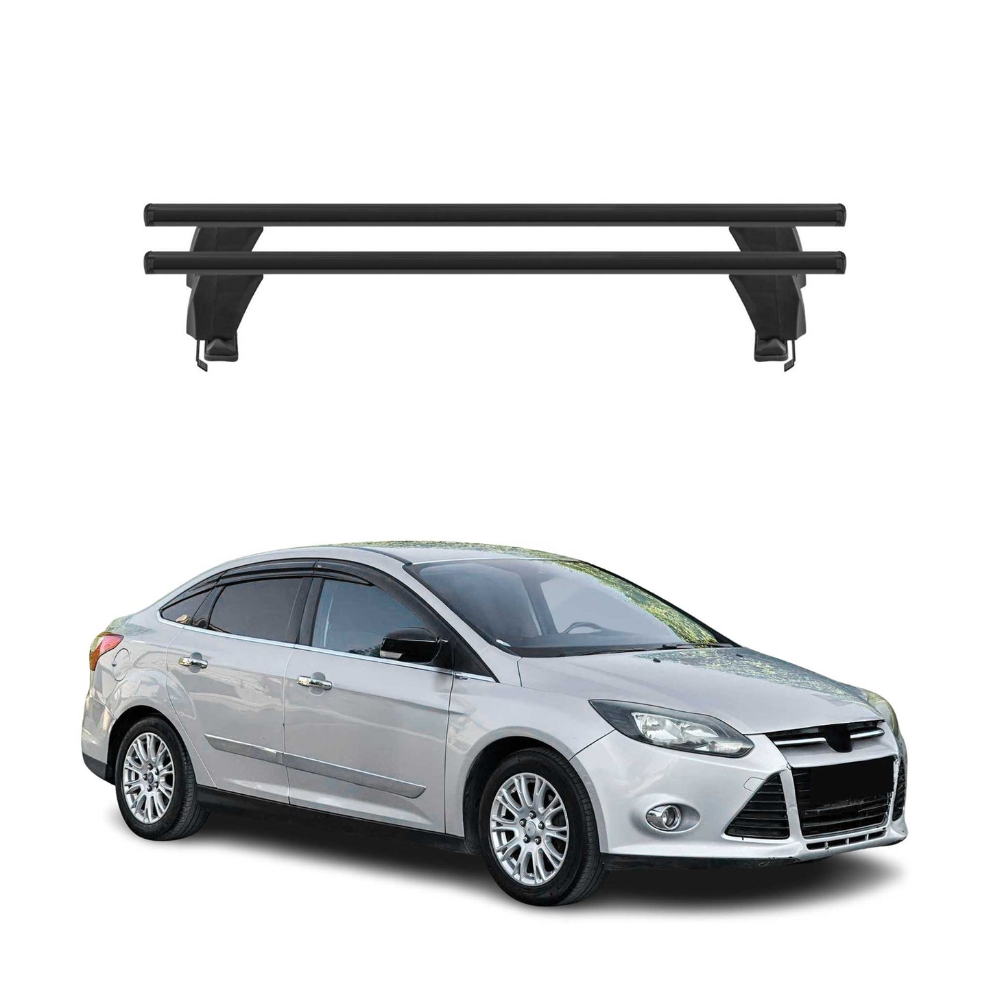 Menabo Portbagaj de plafon pentru Ford Focus 2011-2018 50kg Aluminiu Negru 2 piese