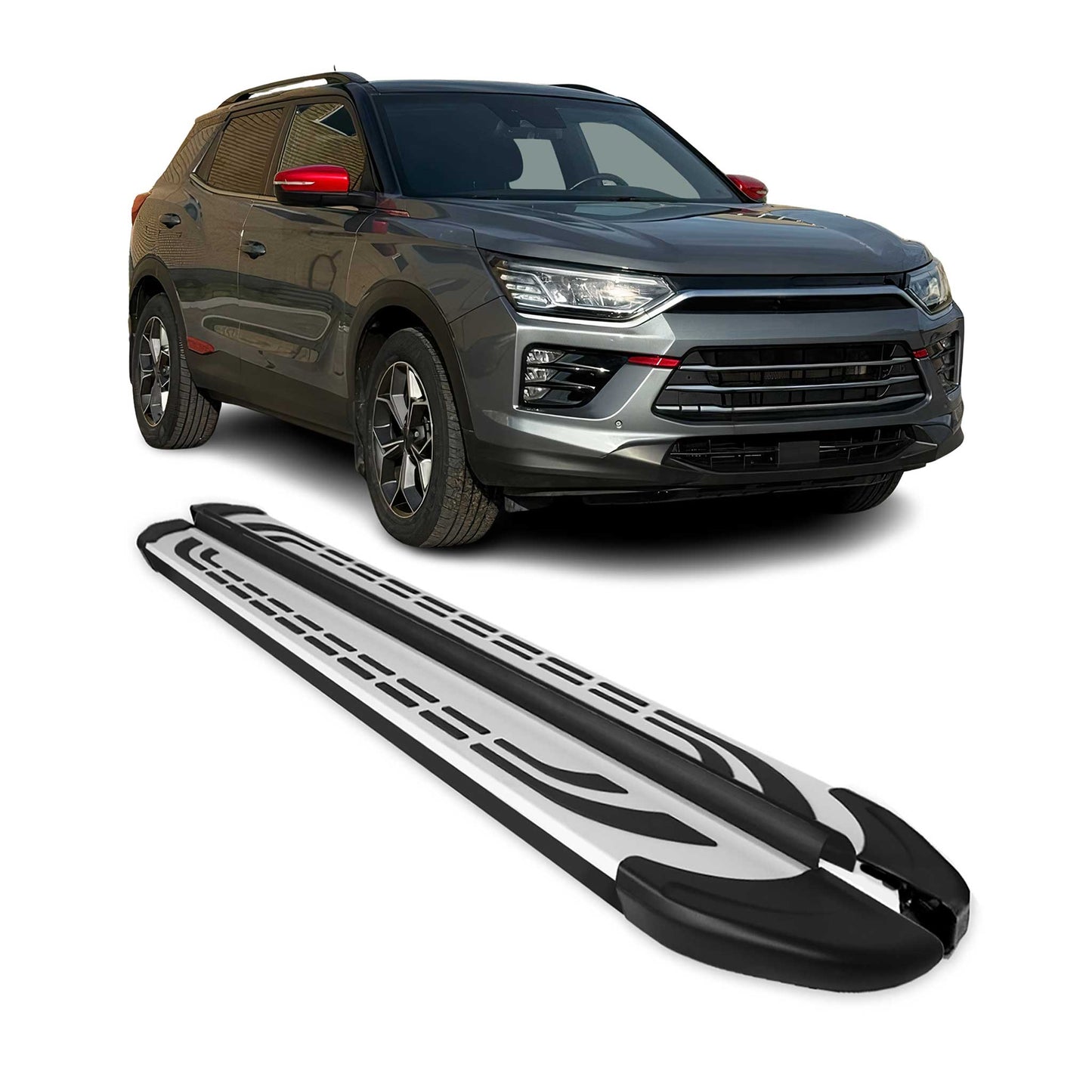 2019-2025 SsangYong Korando IV Trittbretter Seitenschweller Seitenbretter Aluminium Schwarz Silber