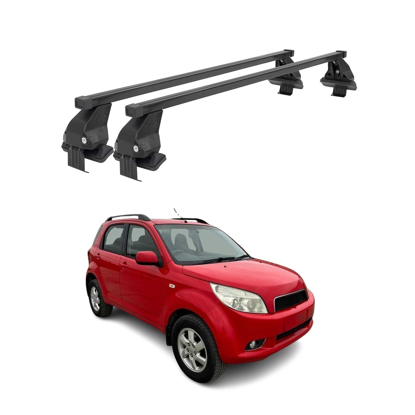 Menabo Dachträger Grundtäger für Daihatsu Terios 2006-2017 50kg Stahl Schwarz 2x