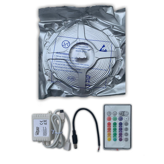 Bandă LED cu iluminare RGB cu telecomandă, decorativă, 5M 5050 