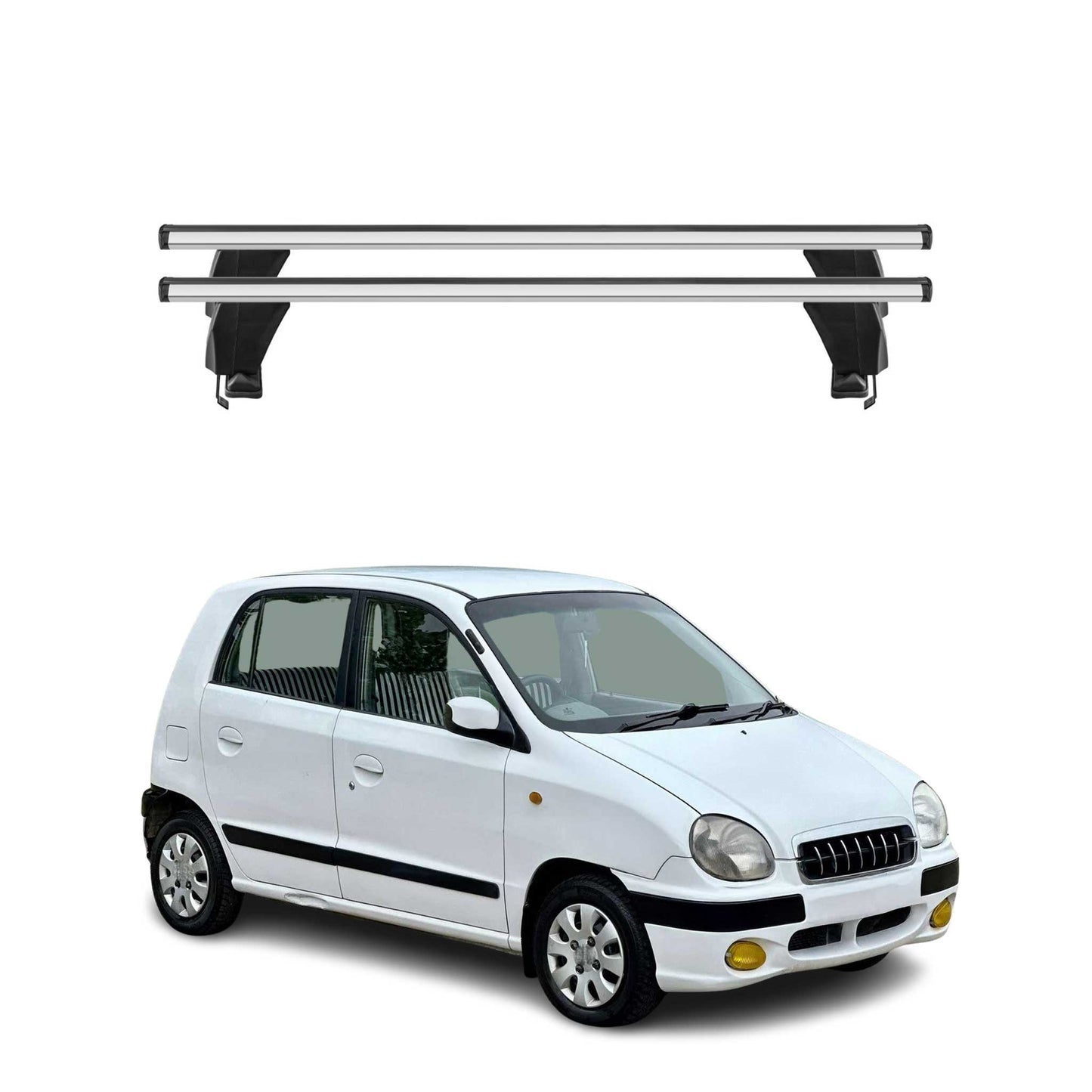 Bagażnik dachowy Menabo do Hyundai Atos Prime 1999-2008, aluminiowy, szary, 2-częściowy