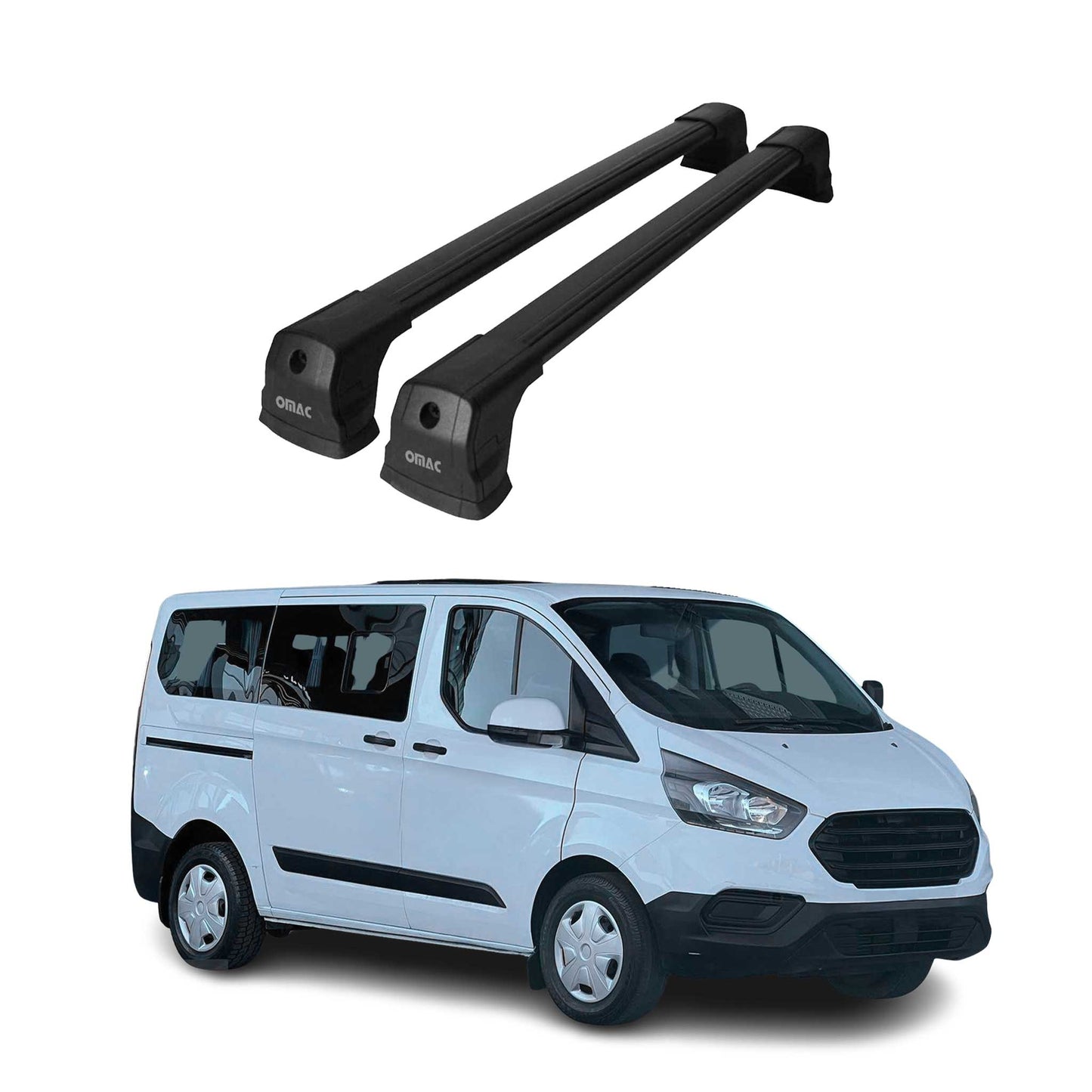 Dachträger Grundtäger für Ford Tourneo Custom 2012-2023 75kg Alu Schwarz 2 tlg