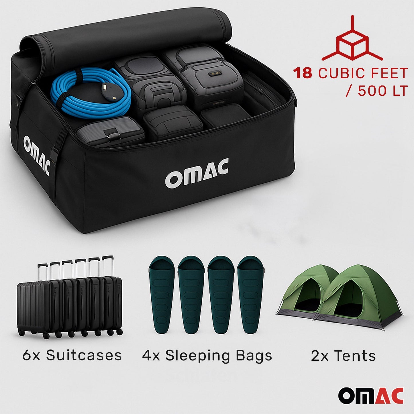 500L Dachbox Dachkoffer Faltbare Auto Dachtasche Gepäcktasche Aufbewahrungsbox