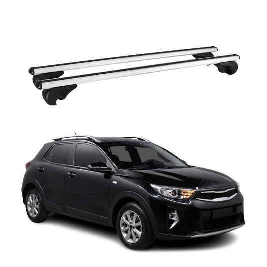 Portbagaj de plafon pentru Kia Stonic 2017-2025 75kg aluminiu argintiu 2 buc