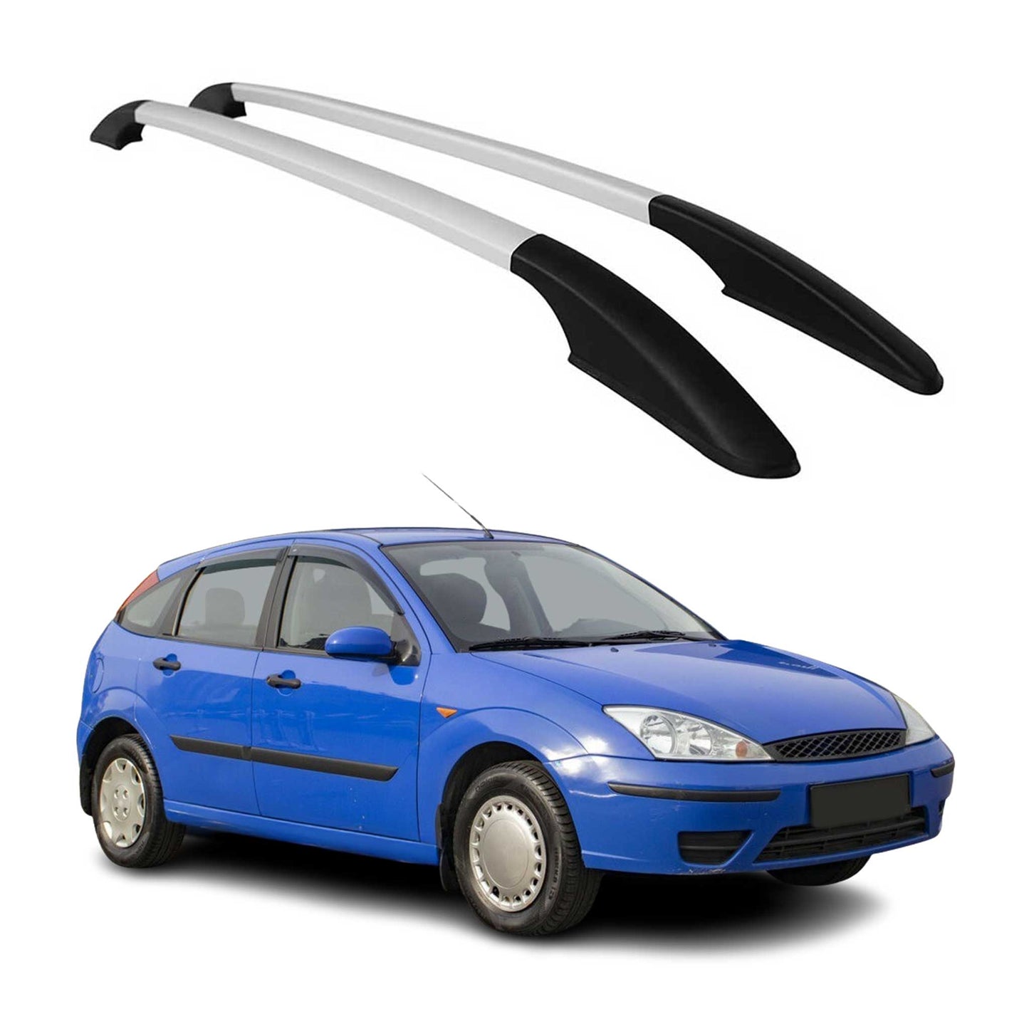 Aluminium Dachreling Relingträger für Ford Focus Fünftürer 1998-2005 Silber 2x