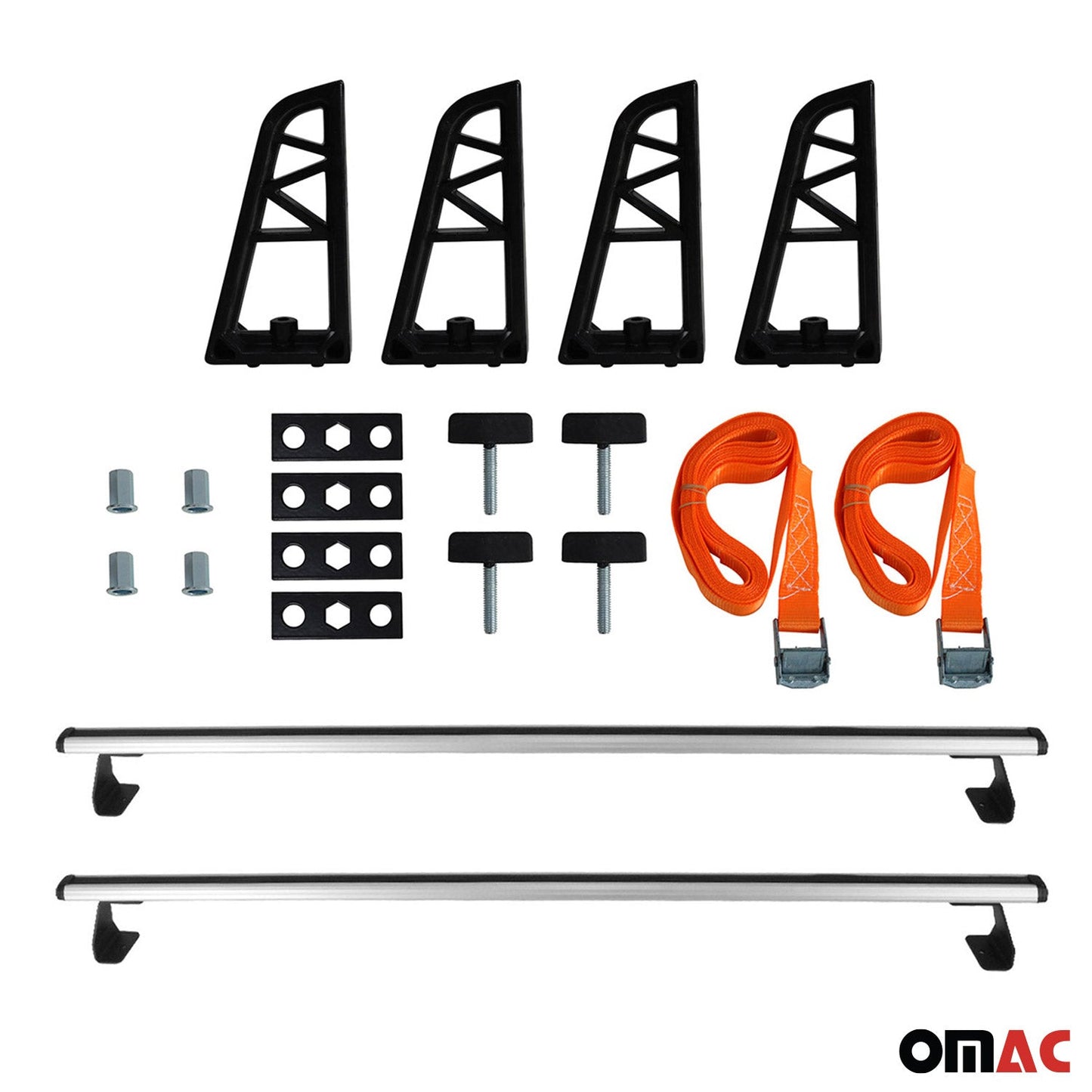 Set 2x Portbagaj de plafon + Suport scară pentru Ford Transit Courier 2014-2023 Argintiu