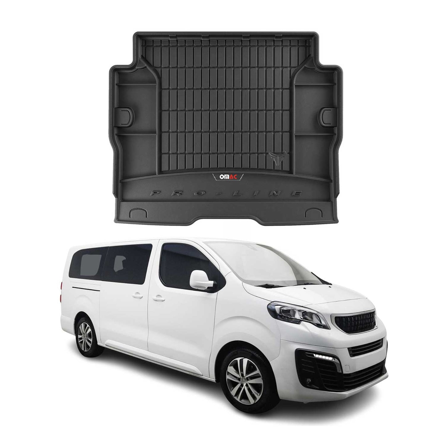 OMAC Gummi Kofferraumwanne für Peugeot Traveller 2016-2025 Langer TPE Schwarz