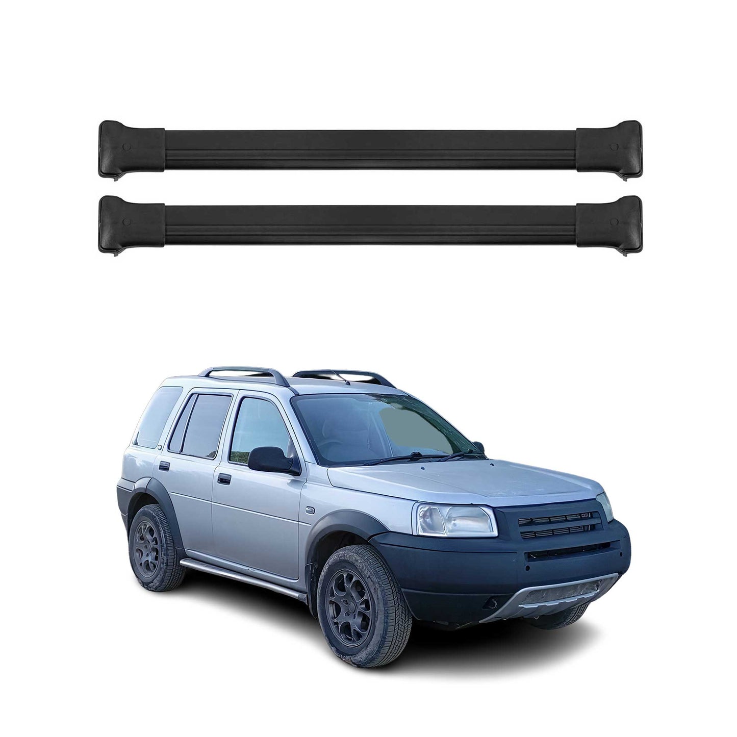 Portbagaj de plafon pentru Land Rover Freelander 1998-2006 75kg aluminiu negru 2 piese