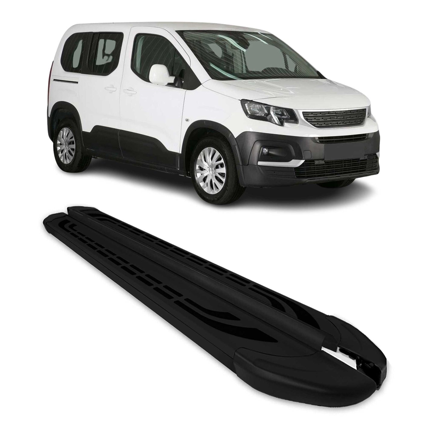 Trittbretter Seitenschweller für Peugeot Rifter 2019-2025 Kombi L1 Schwarz 2 tlg