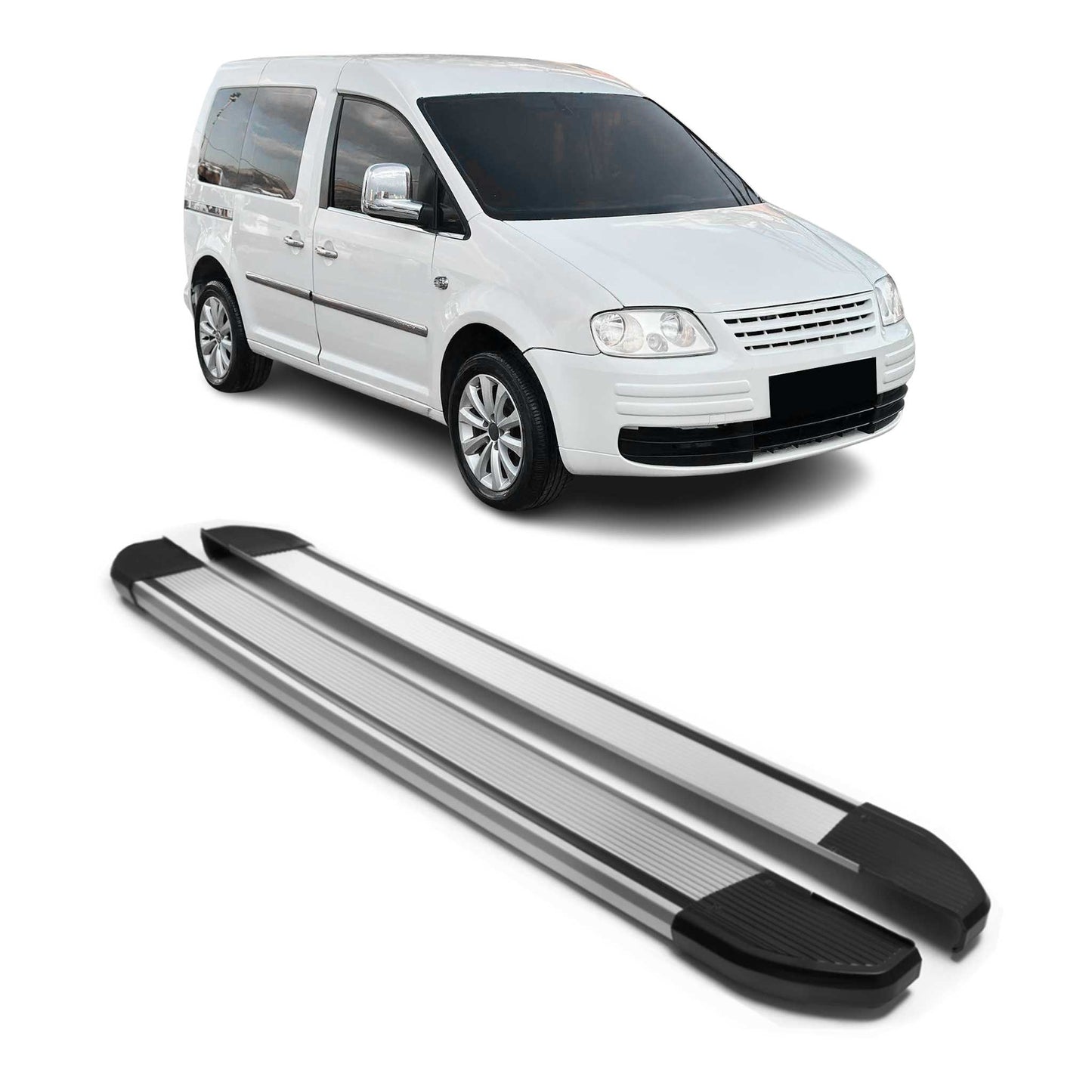 Alu Seitenschweller Trittbretter für VW Caddy 2003-2020 Kurzer Schwarz 2tlg