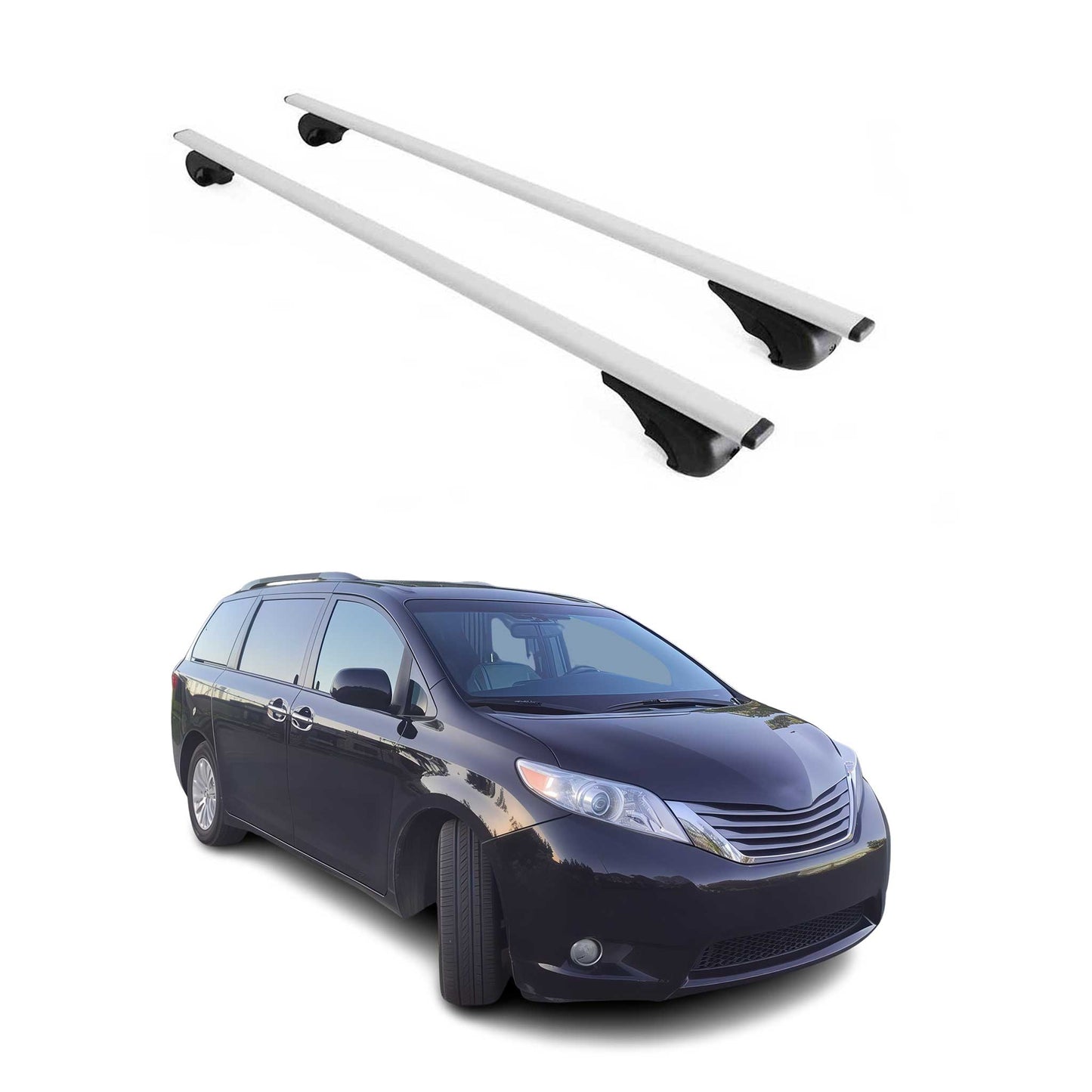 Dachträger Grundtäger für Toyota Sienna 2021-2025 75kg Metall Silber 2 tlg