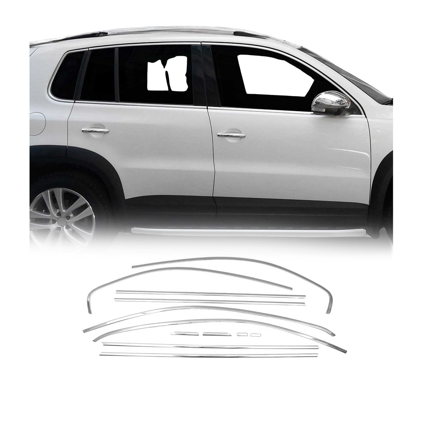 Fensterleisten Zierleisten für VW Tiguan mk2 2016-2024 Edelstahl Chrom 10tlg
