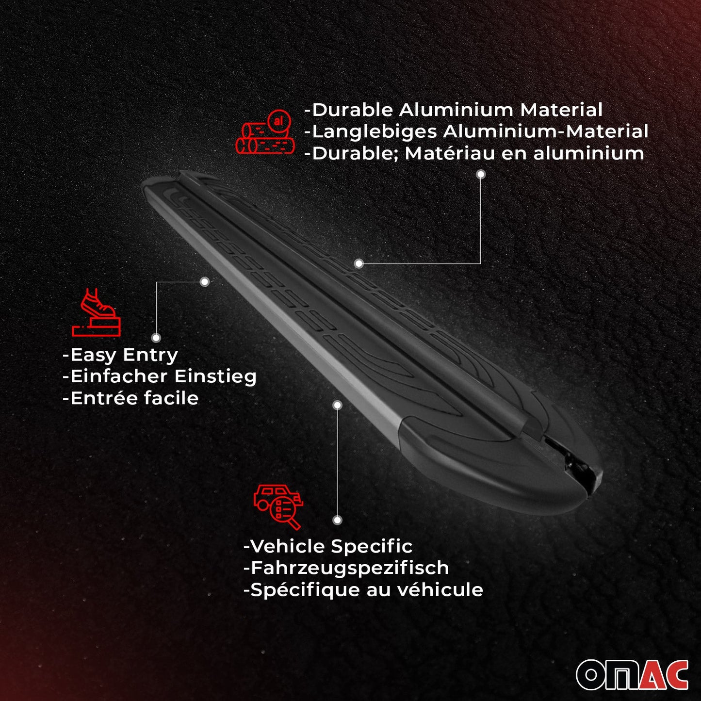 Trittbretter Seitenschweller für Toyota Proace City 2019-2025 Van L2 Schwarzx