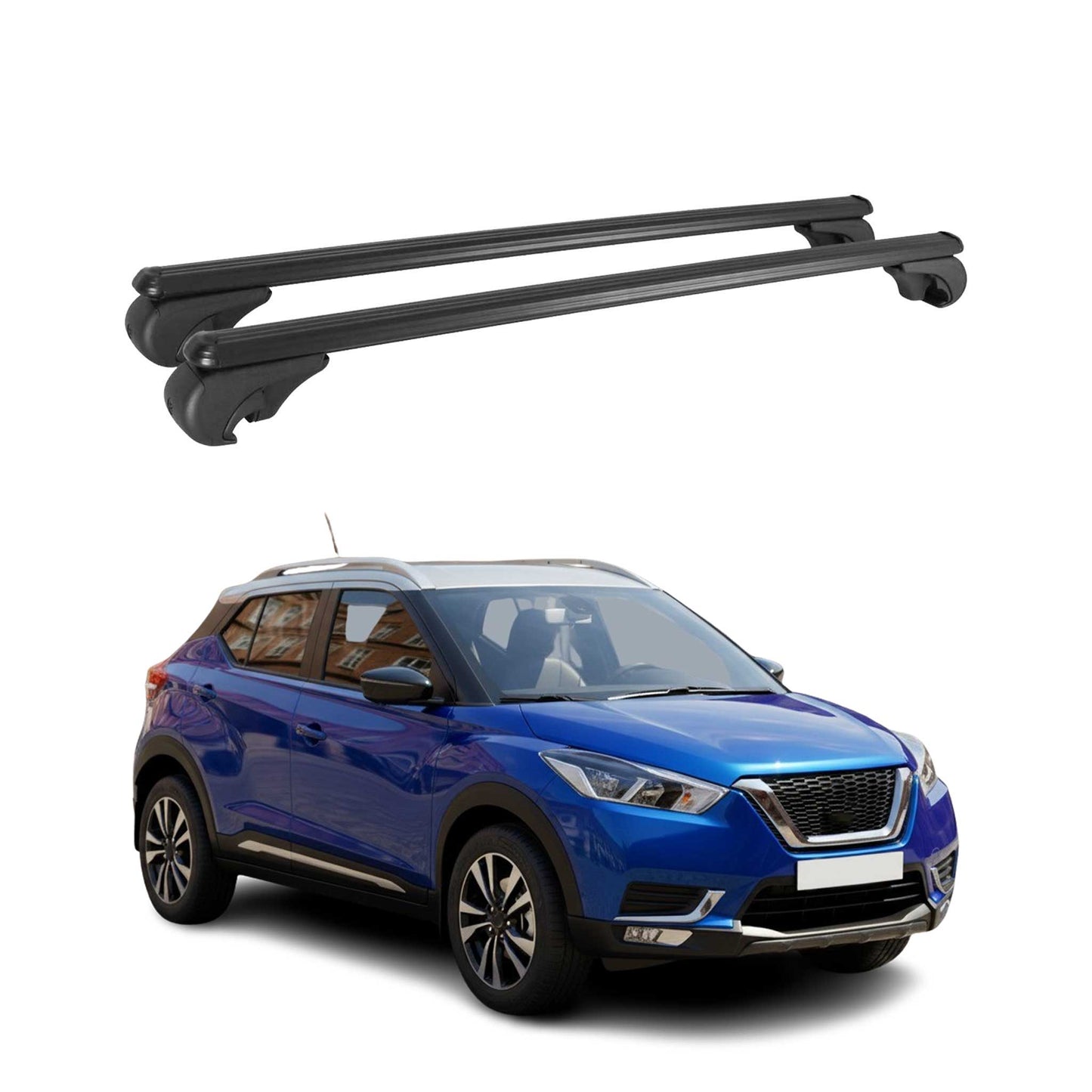 Portbagaj de plafon pentru Nissan Kicks 2016-2020, portbagaj de bază, aluminiu, negru, 2x