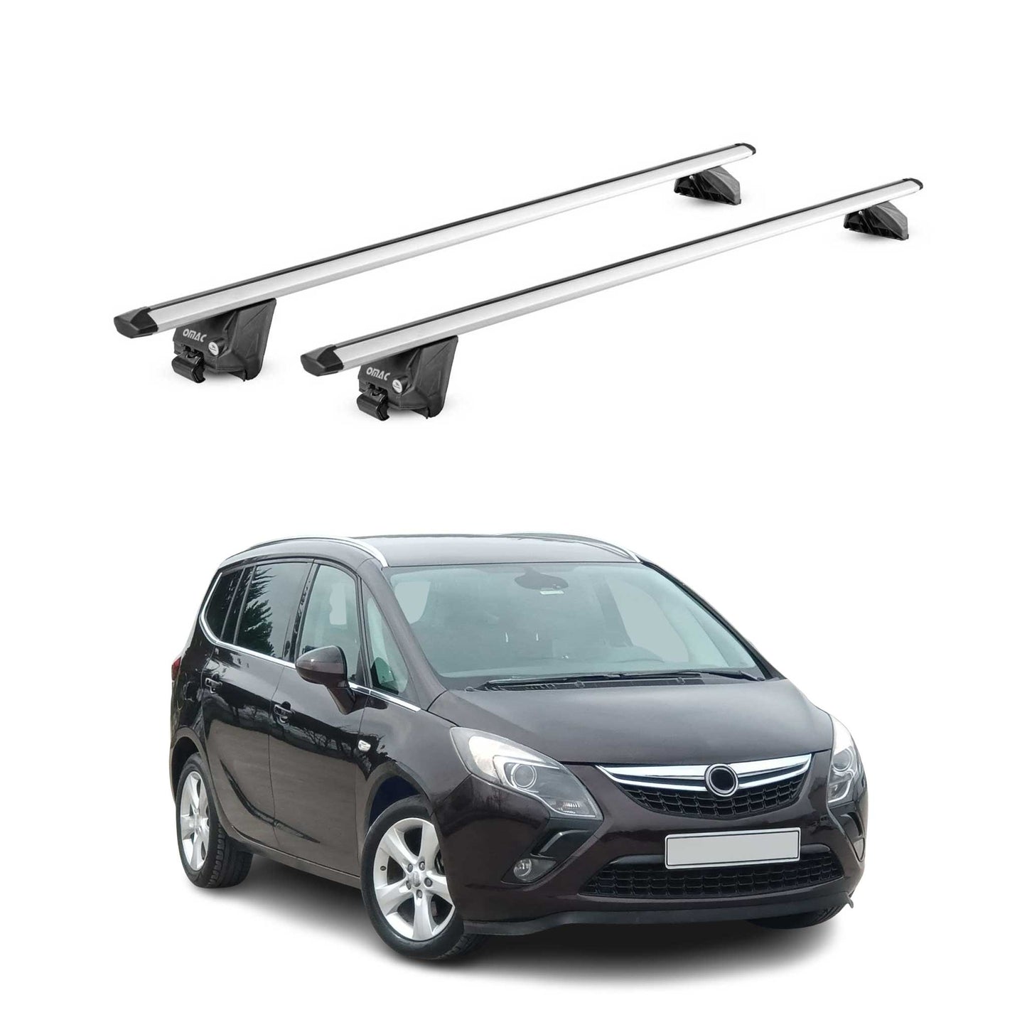 Portbagaj de plafon pentru Opel Zafira C Tourer 2011-2019 100kg gri aluminiu 2 piese ABE