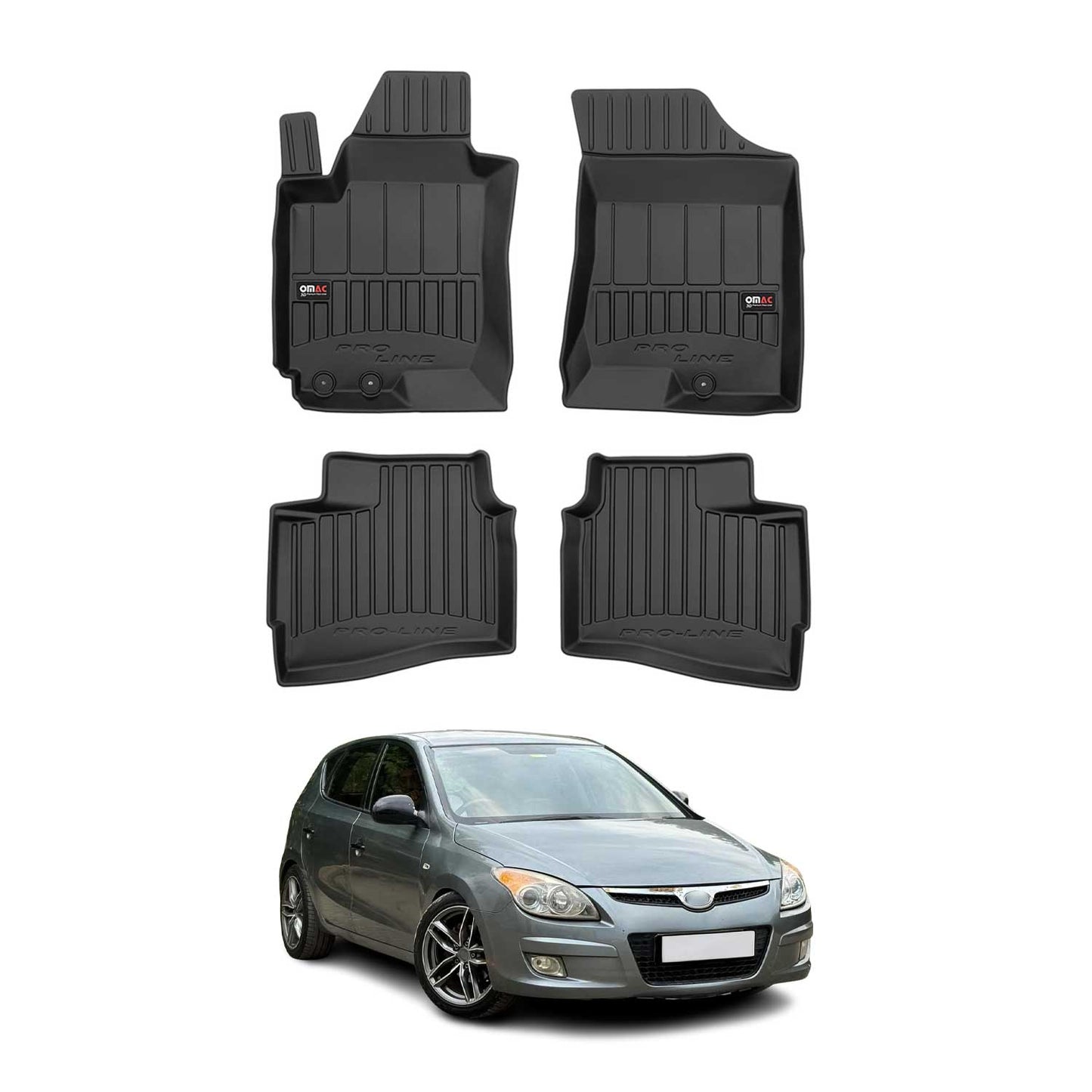 OMAC Gummi Fußmatten für Hyundai i30 Kombi 2007-2012 Premium Gummi Schwarz 4tlg