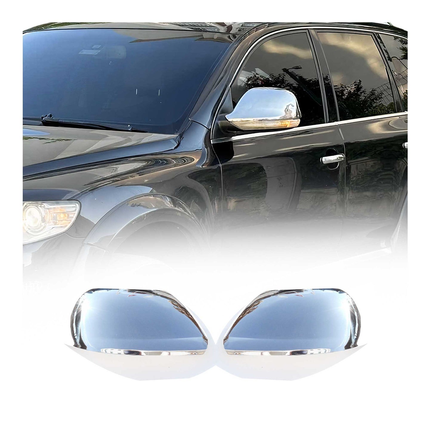 Spiegelkappen Spiegelabdeckung für VW Touareg 2007-2010 Edelstahl Silber 2tlg