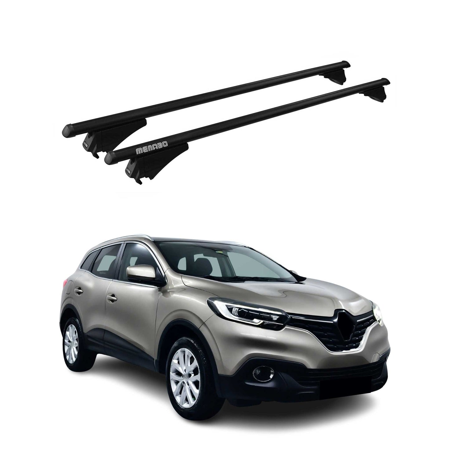Menabo Portbagaj de plafon pentru Renault Kadjar 2015-2022 75kg Aluminiu Negru 2 piese