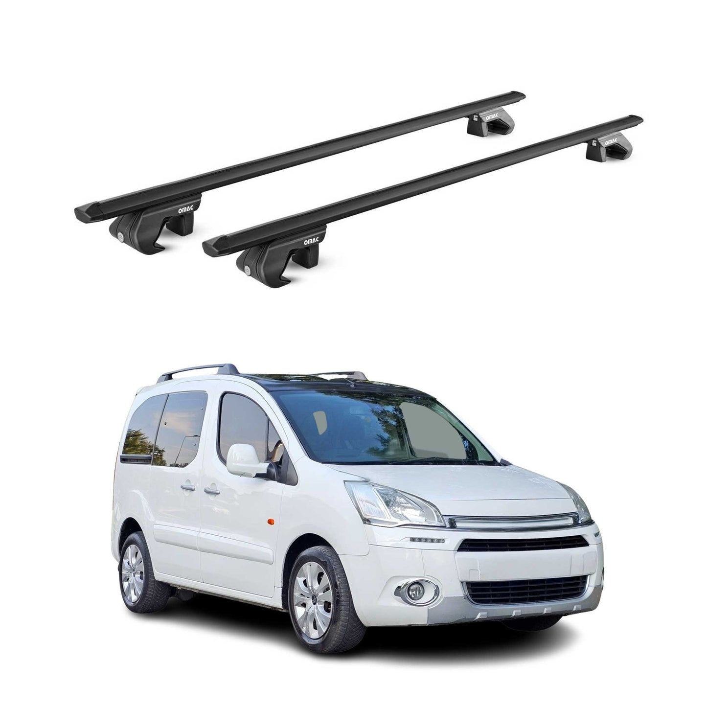 Portbagaj de plafon pentru Citroen Berlingo 2008-2018 90kg aluminiu negru 2 piese ABE
