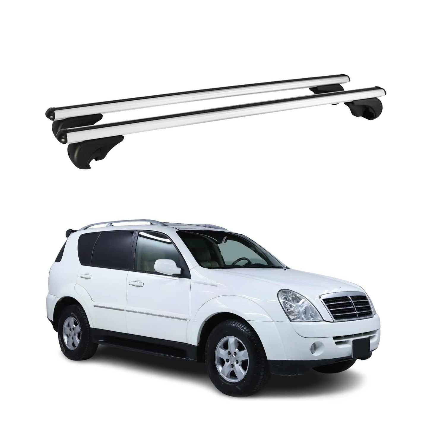 Portbagaj de plafon pentru SsangYong Rexton 2001-2012 75kg aluminiu argintiu 2 buc