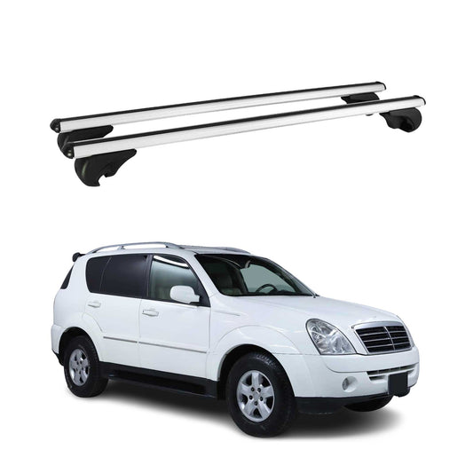 Portbagaj de plafon pentru SsangYong Rexton 2001-2012 75kg aluminiu argintiu 2 buc
