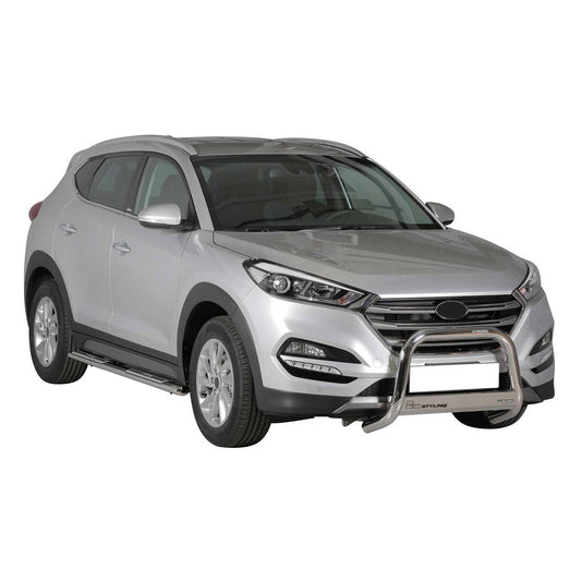 Bară de protecție/buton față pentru Hyundai Tucson 2015-2018, ø63mm, oțel, argintiu