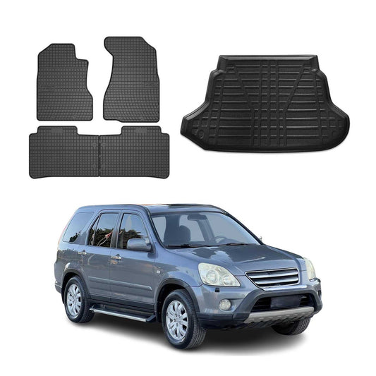 Set covorașe și căptușeală portbagaj pentru Honda CR-V 2001-2006, cauciuc TPE, negru, 5x