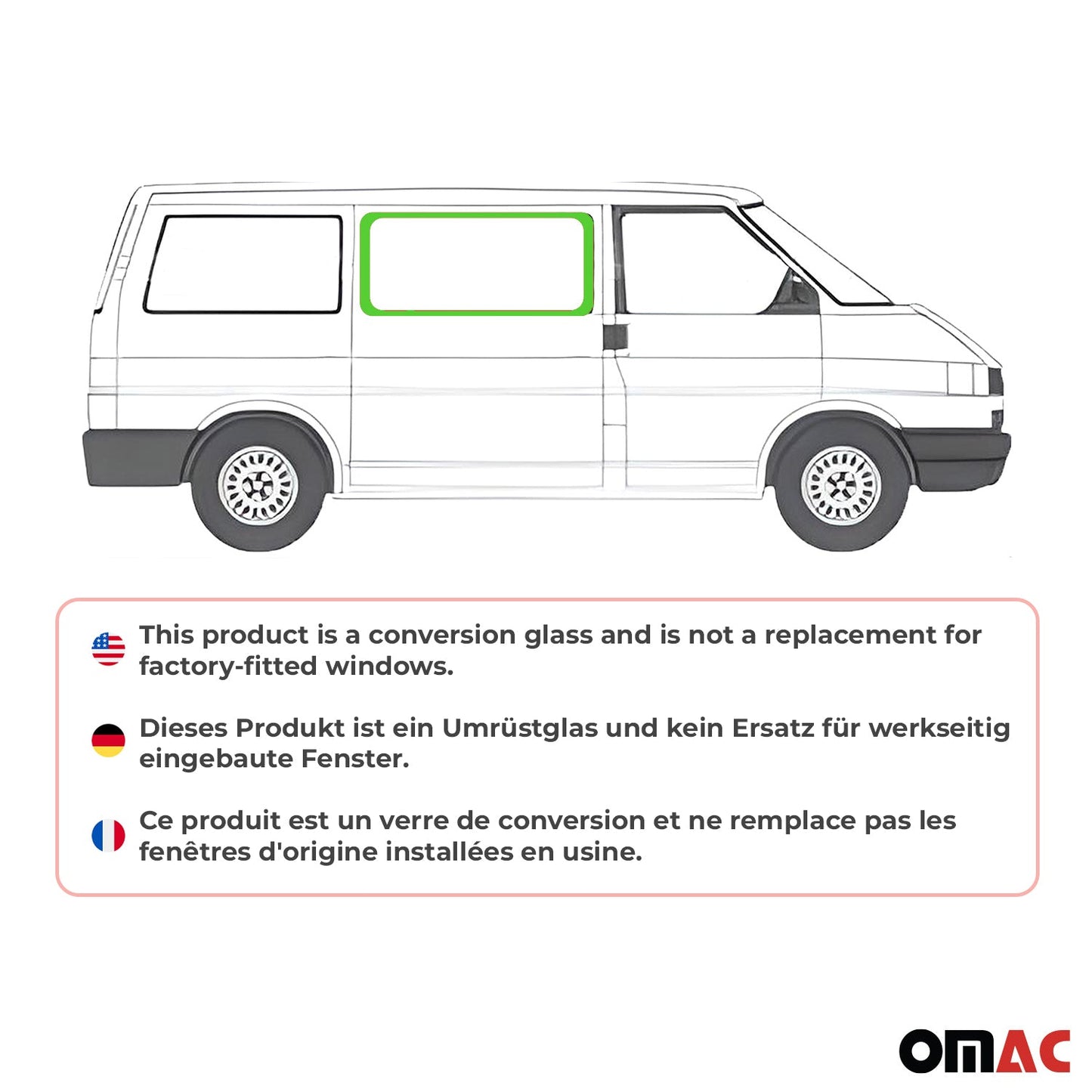 Seitenfenster Auto Fenster für VW T4 Transporter 1990-2003 Vorne Rechts L1 L2