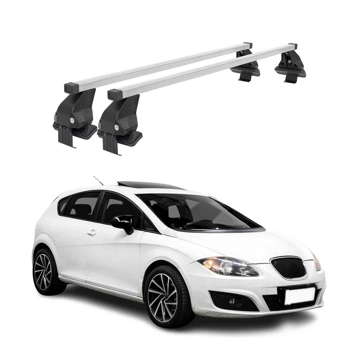 Menabo Dachträger Grundtäger für Seat Leon mk2 2009-2012 FL 50kg Stahl Silber 2x