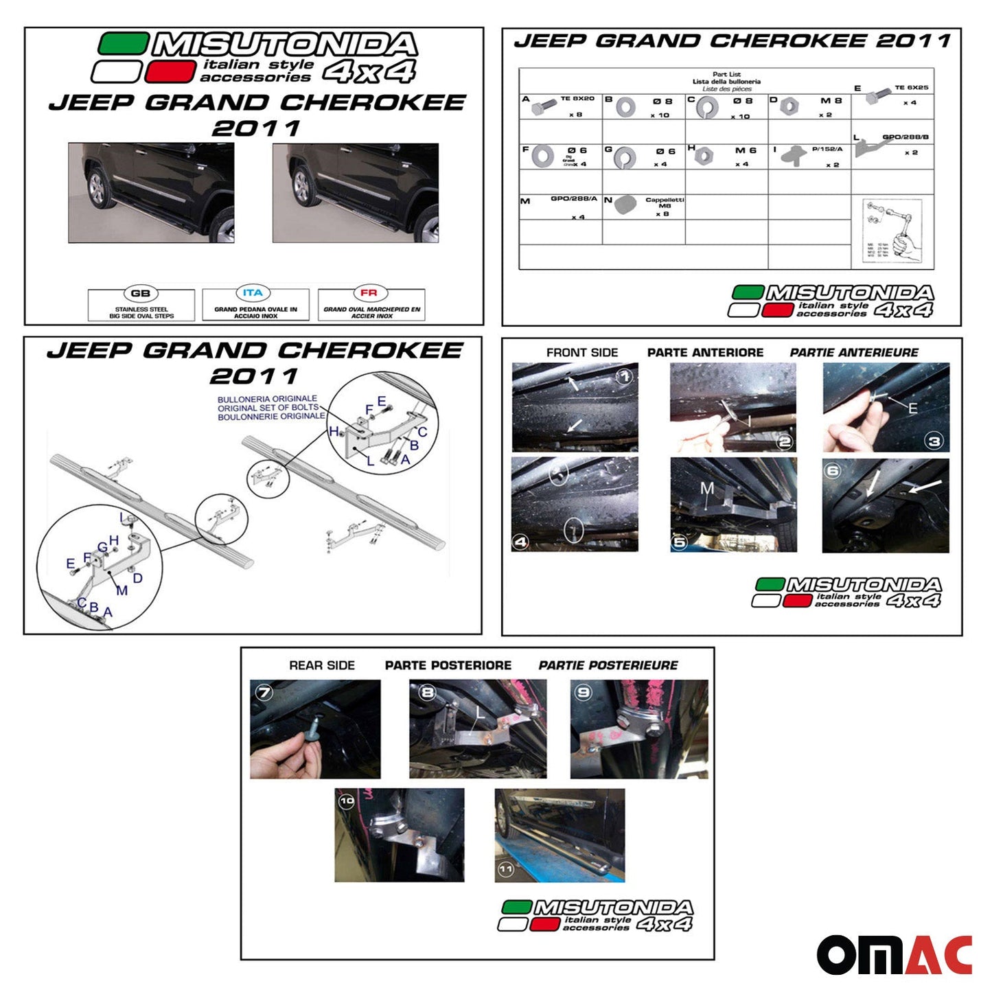 Edelstahl Seitenschweller Schwellerrohre für Jeep Grand Cherokee 2010-2013 Grau