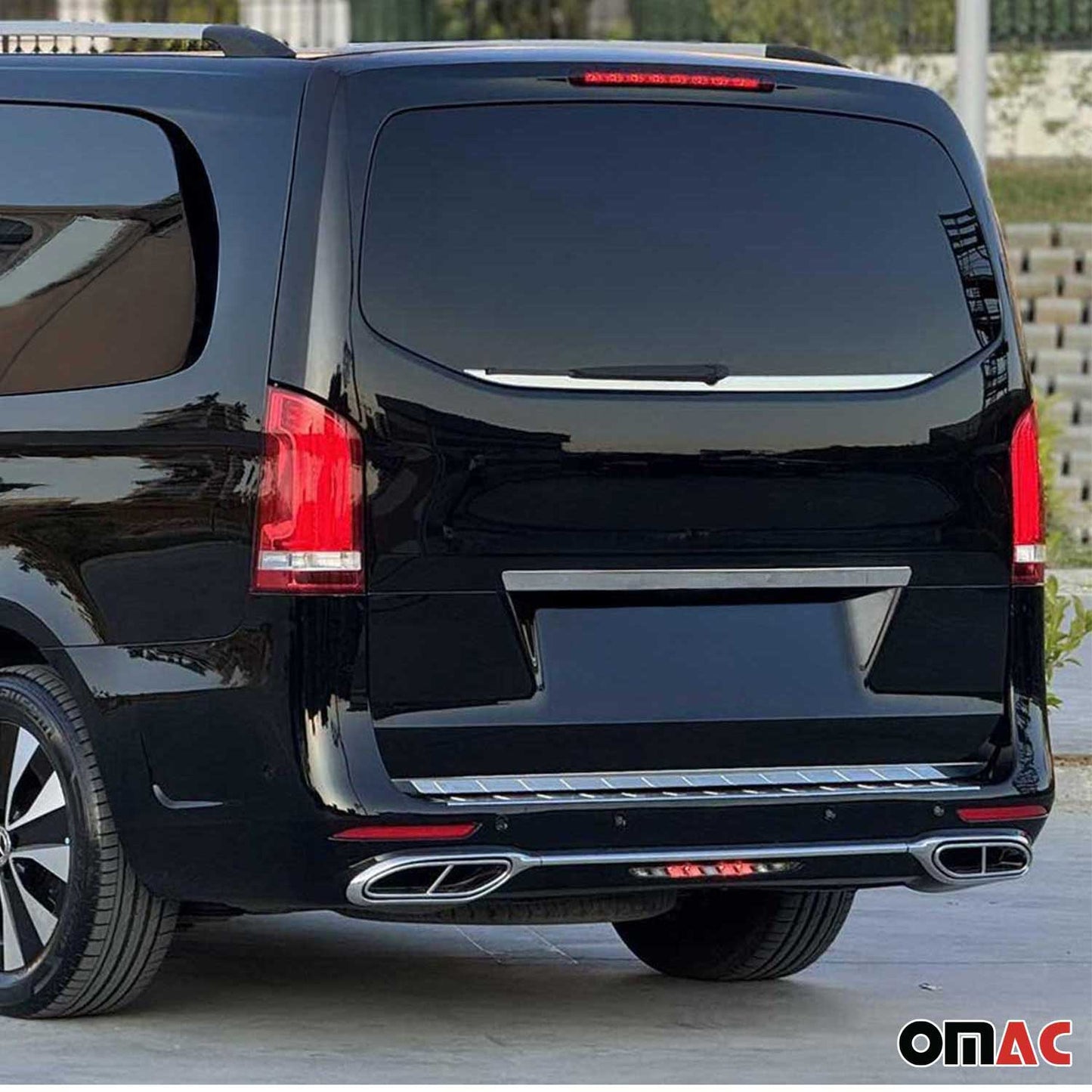 Bandă decorativă portbagaj, bandă decorativă spate pentru Mercedes Clasa W447 2014-2025, oțel inoxidabil cromat