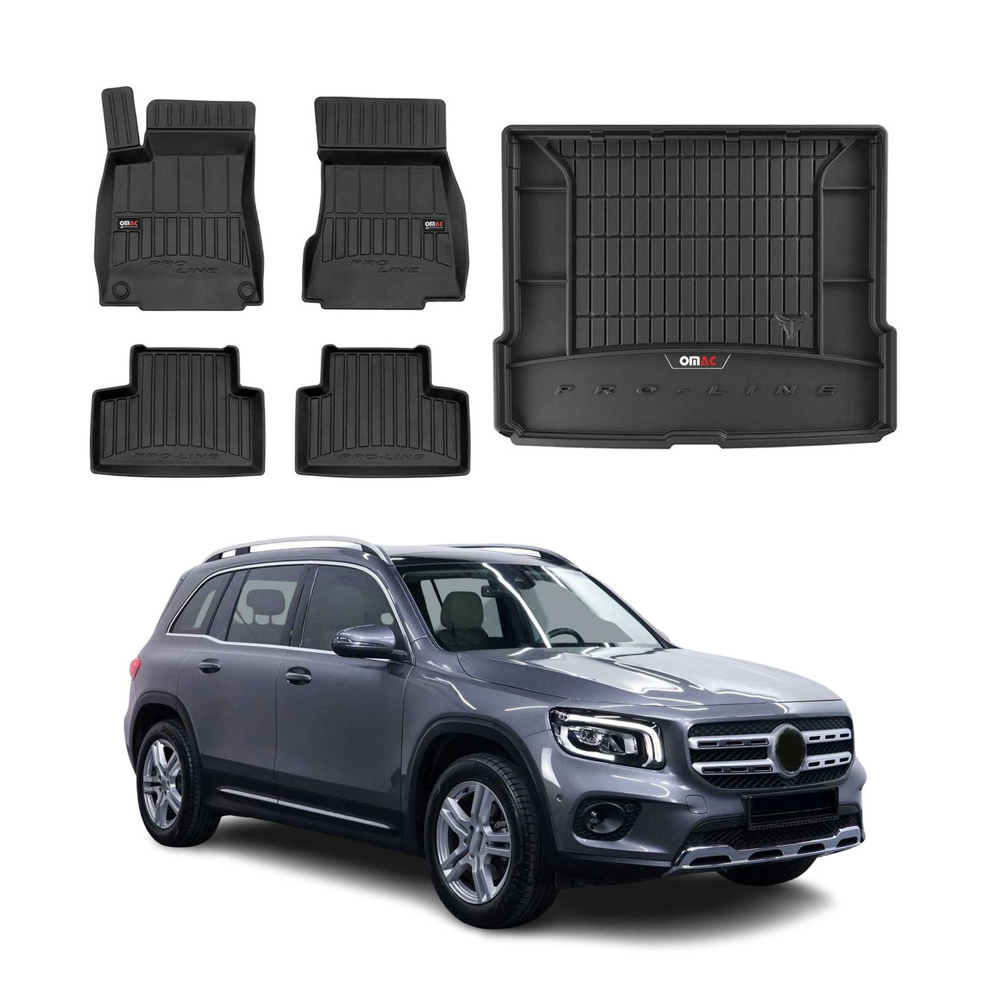 OMAC Fußmatten & Kofferraumwanne Set für Mercedes GLB X247 2019-2025 Gummi 5x