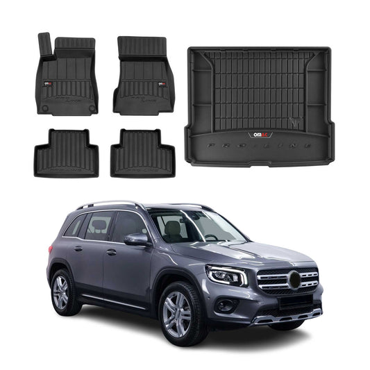 OMAC Fußmatten & Kofferraumwanne Set für Mercedes GLB X247 2019-2025 Gummi 5x